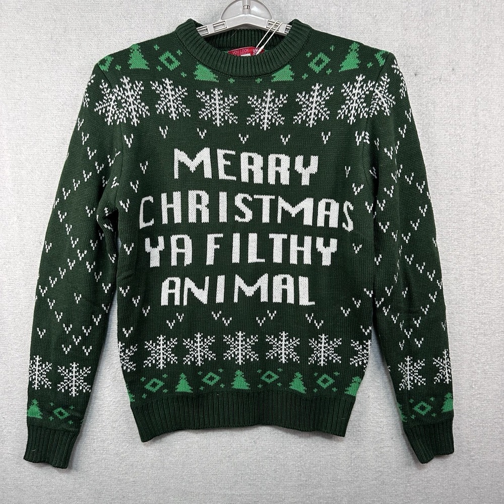 Merry Christmas Ya Filthy Animal Christmas Sweater XS NWT